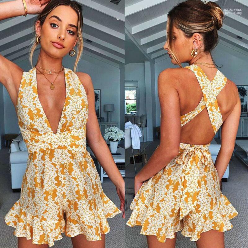 Women' Jumpsuits Women' & Rompers Women Sleeveless Floral Deep V Ncek Playsuit Ladies Summer Backless Romper Long Jumpsuit Trousers, Yellow
Women' Jumpsuits Women' & Rompers Women Sleeveless Floral Deep V Ncek Playsuit Ladies Summer Backless Romper Long Jumpsuit Trousers, Yellow