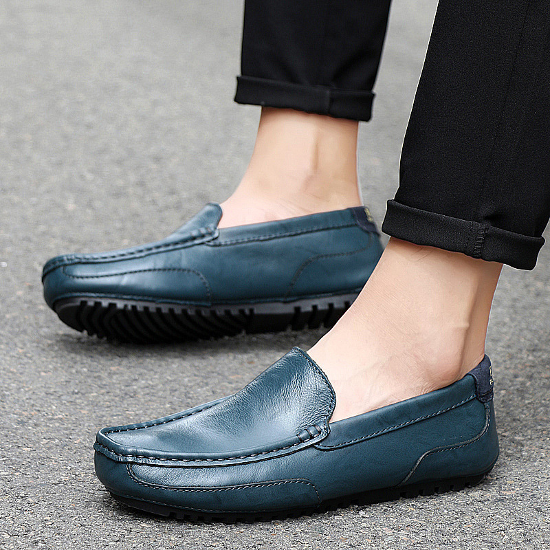 Dress Shoes Leather Men's casual shoes brand British Style mocasin breathable anti slip black boat d42 221022, Blue
Dress Shoes Leather Men's casual shoes brand British Style mocasin breathable anti slip black boat d42 221022, Blue