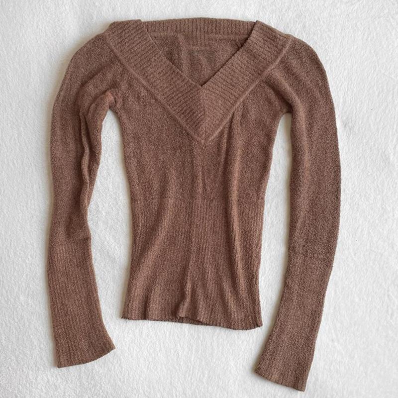 Women' Sweaters Chic Women Retro Y2K Aesthetics Pullovers Knitwear Fairy Grunge Vintage Knitted Sweater Autumn Deep V-neck Full Sleeve, Dark brown
Women' Sweaters Chic Women Retro Y2K Aesthetics Pullovers Knitwear Fairy Grunge Vintage Knitted Sweater Autumn Deep V-neck Full Sleeve, Dark brown