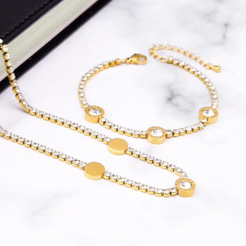 Necklace Earrings Set 316L Stainless Steel Roman Round Clavicle Chain Pendant Square Zircon Bracelet Ladies SAN323, Picture shown
Necklace Earrings Set 316L Stainless Steel Roman Round Clavicle Chain Pendant Square Zircon Bracelet Ladies SAN323, Picture shown