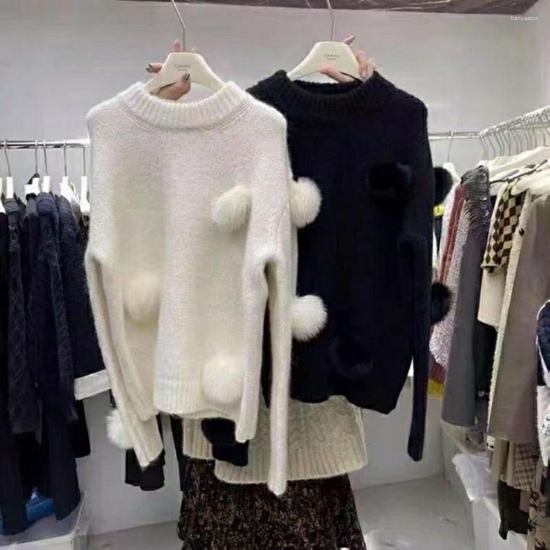 Women's Sweaters Women 3D Plush Balls Sweater Loose Lazy O-neck Hairy Decor Crocheted Pullovers Long-sleeved Jumpers Knitwear Tops Sueter, Black
Women's Sweaters Women 3D Plush Balls Sweater Loose Lazy O-neck Hairy Decor Crocheted Pullovers Long-sleeved Jumpers Knitwear Tops Sueter, Black