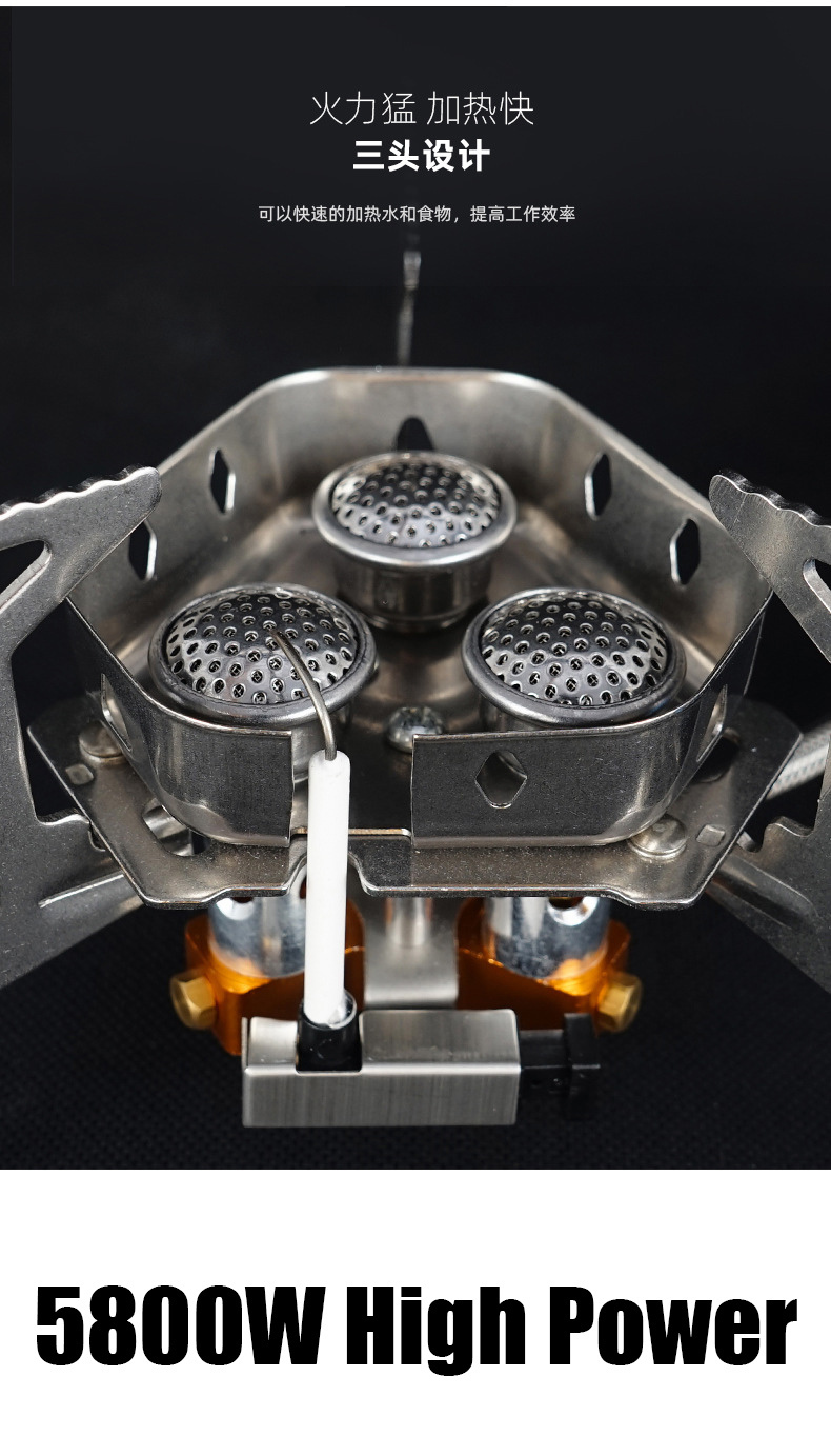Camp Kitchen 5800W 3 Burners Camping Gas Stove Foldable Piezo Ignition Lightweight Windproof Backpacking Outdoor Sport Cooking 221021