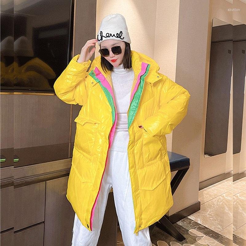 Women's Down Winter Women Mid-length Color Matching Cotton Padded Jacket Stand Collar Hooded Green Yellow Pink Casual Female Outerwear
Women's Down Winter Women Mid-length Color Matching Cotton Padded Jacket Stand Collar Hooded Green Yellow Pink Casual Female Outerwear