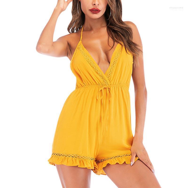 Women' Jumpsuits Women' & Rompers Summer Bohemian Sexy Halter Neck Backless Elastic Waist Beach Ruffles Playsuits Casual Style, Bright yellow
Women' Jumpsuits Women' & Rompers Summer Bohemian Sexy Halter Neck Backless Elastic Waist Beach Ruffles Playsuits Casual Style, Bright yellow