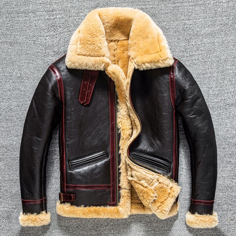 Men' Jackets Plus Size Shearling Leather Jacket Winter Style Thick Men B3 Flight Coat Fur Collar, Black
Men' Jackets Plus Size Shearling Leather Jacket Winter Style Thick Men B3 Flight Coat Fur Collar, Black