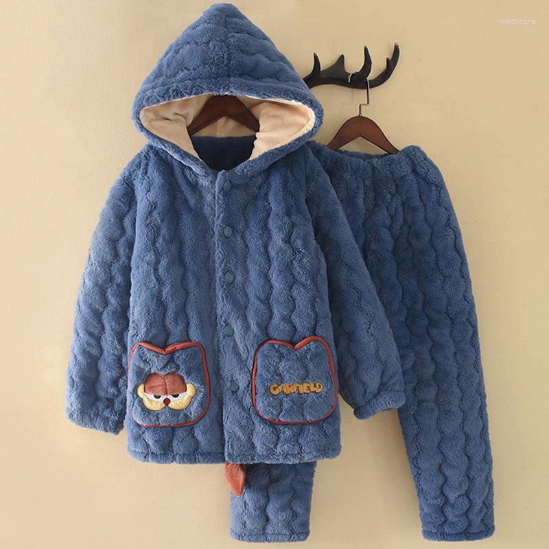 Men's Sleepwear Children Autumn Winter Thick Flannel Pajamas Set Coral Velvet Three Layers Cotton Warm Boys Home Clothes Loose Casual Suit, Light blue
Men's Sleepwear Children Autumn Winter Thick Flannel Pajamas Set Coral Velvet Three Layers Cotton Warm Boys Home Clothes Loose Casual Suit, Light blue