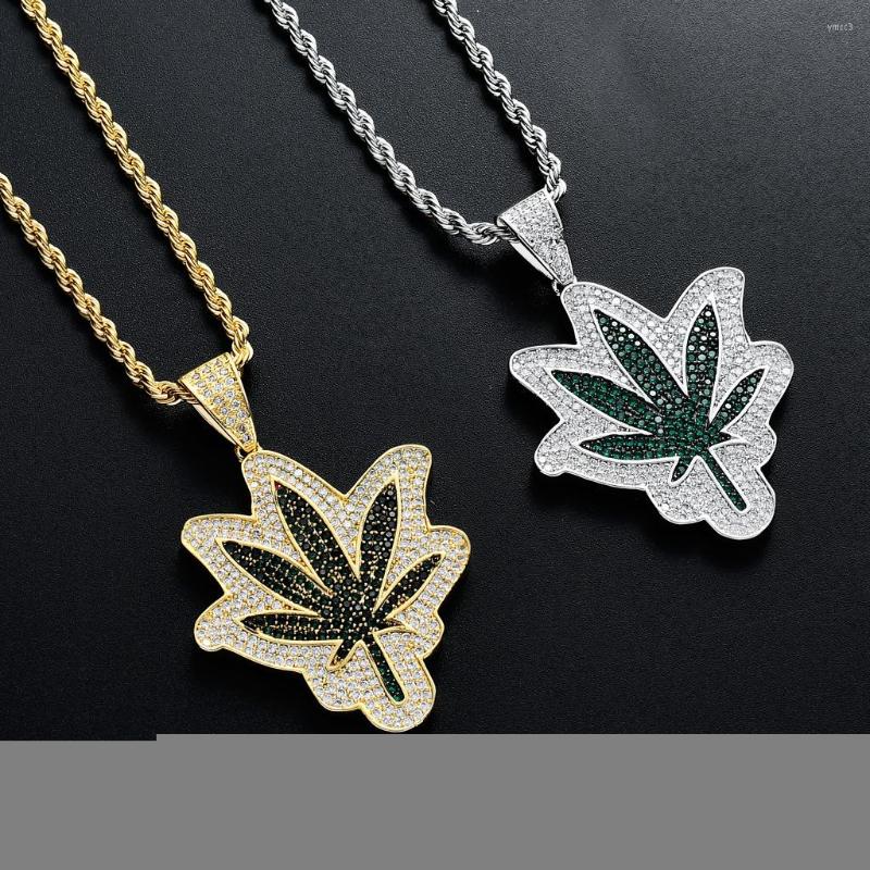 Pendant Necklaces Drop Green Out Cubic Zirconia Bling CZ Charm Hip-hop Fashion Jewelry For Men Gift