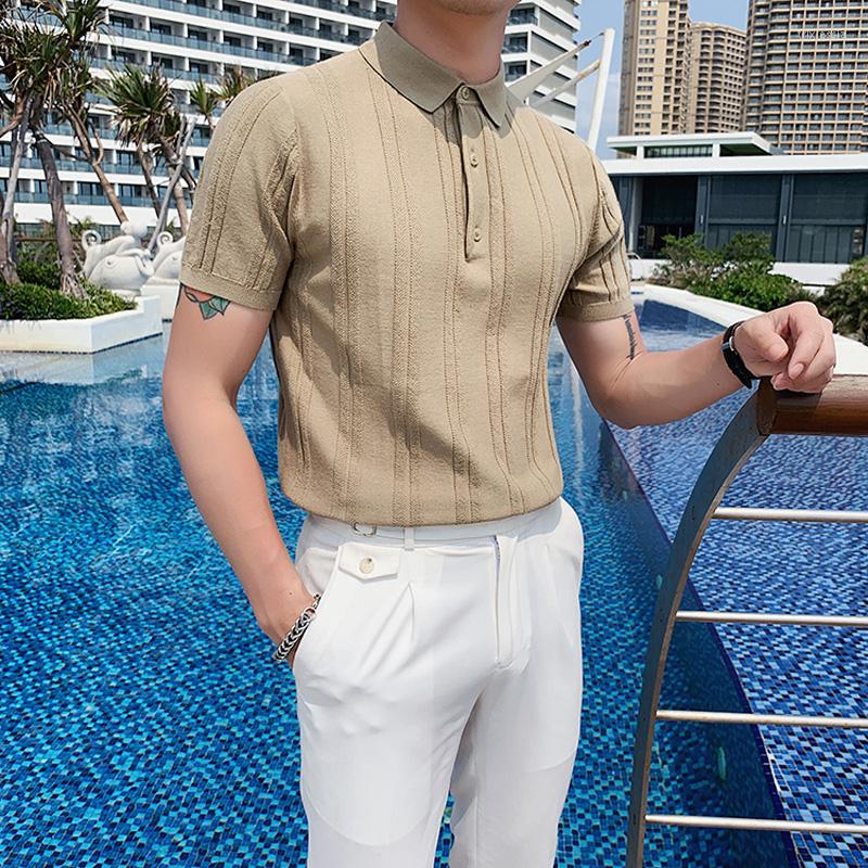 Men's Polos Casual Men Ice Silk Knitted Polo Shirts Summer Fashion Lapel Male Solid Slim Fit Short Sleeve Striped B141, Khaki
Men's Polos Casual Men Ice Silk Knitted Polo Shirts Summer Fashion Lapel Male Solid Slim Fit Short Sleeve Striped B141, Khaki