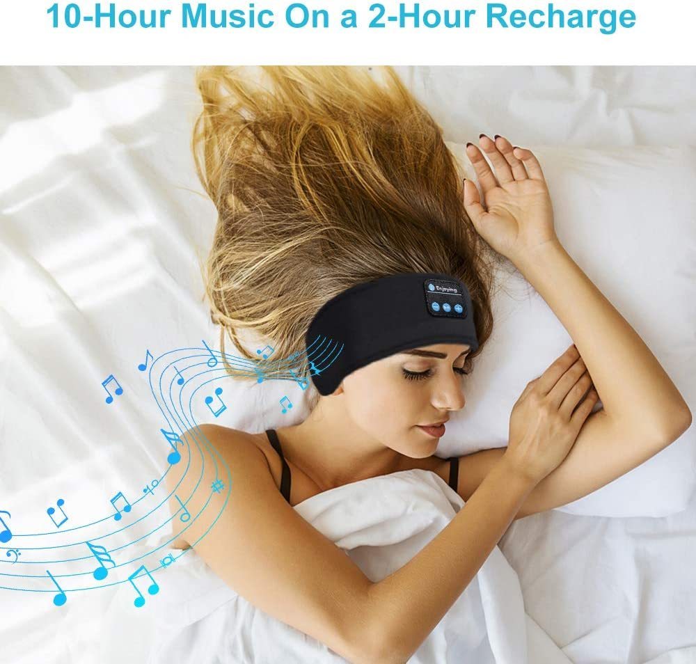Cell Phone Earphones Bluetooth Sleeping Headphones Sports Headband Thin Soft Elastic Comfortable Wireless Music Earphones Eye Mask for Side Sleeper 22