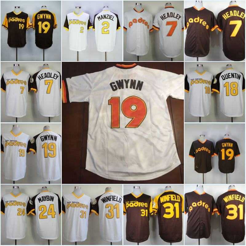Men 1984 #19 Tony Gwynn 31 Dave Winfield 2 Johnny Manziel 7 Chase Headley 18 Carlos Quentin 24 Cameron Maybin 34 Rollie Fingers Jersey, 34 brown
Men 1984 #19 Tony Gwynn 31 Dave Winfield 2 Johnny Manziel 7 Chase Headley 18 Carlos Quentin 24 Cameron Maybin 34 Rollie Fingers Jersey, 34 brown