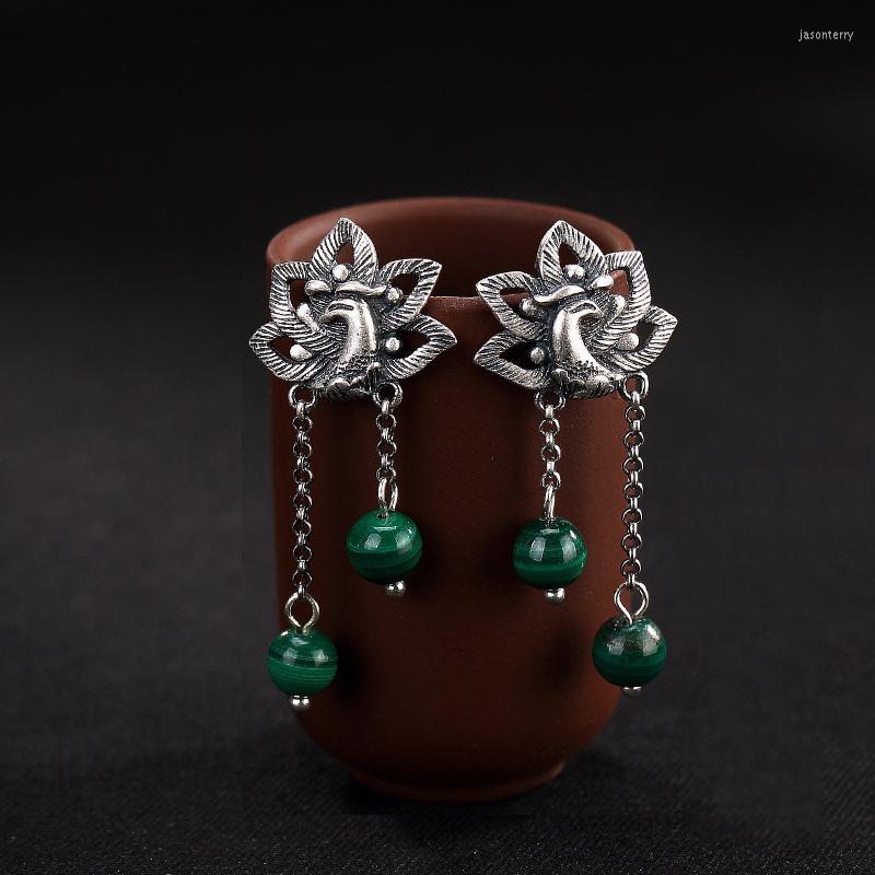 Dangle Earrings Real S990 Thai Silver Women Vintage Peacock Natural Malachite Balls Brincos Handmade Hollow Ethnic Fine Jewelry Gifts
Dangle Earrings Real S990 Thai Silver Women Vintage Peacock Natural Malachite Balls Brincos Handmade Hollow Ethnic Fine Jewelry Gifts