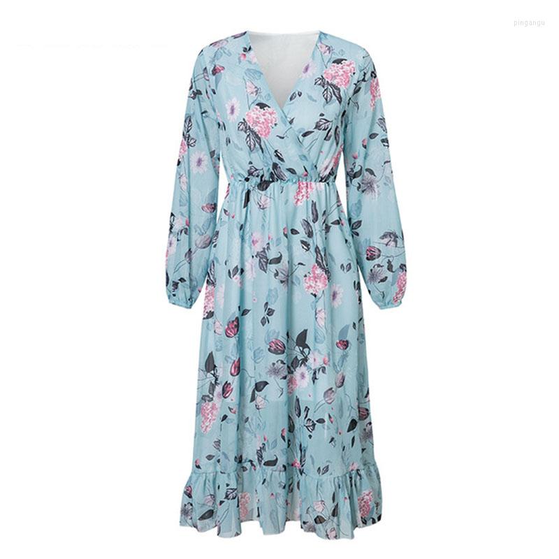 Casual Dresses Fashion Blue Long Sleeve Women Boho Dress Floral Print Vintage Ruffles Female Summer Holiday Vestidos OK563
Casual Dresses Fashion Blue Long Sleeve Women Boho Dress Floral Print Vintage Ruffles Female Summer Holiday Vestidos OK563