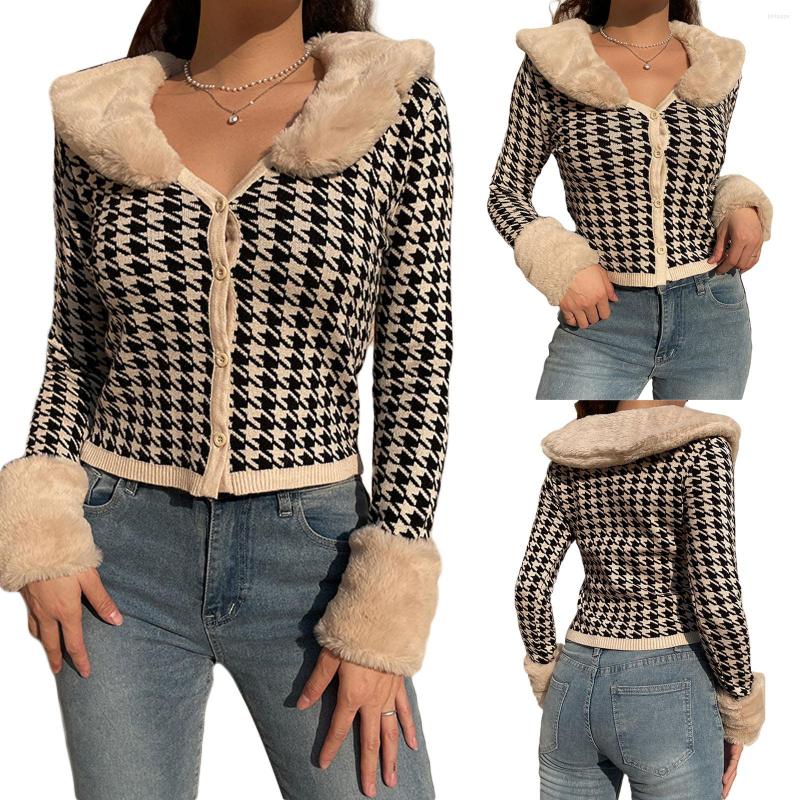 Women' Knits Female Short Coat Adults Houndstooth Print Fur Collar Long Sleeve Jacket For Autumn Winter /M/L, Multi
Women' Knits Female Short Coat Adults Houndstooth Print Fur Collar Long Sleeve Jacket For Autumn Winter /M/L, Multi
