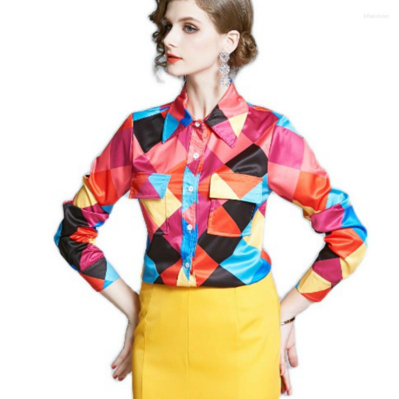 Women's Blouses Office Lady Geometric Shirts Women Full Sleeve Rainbow Femme Tops, Red
Women's Blouses Office Lady Geometric Shirts Women Full Sleeve Rainbow Femme Tops, Red