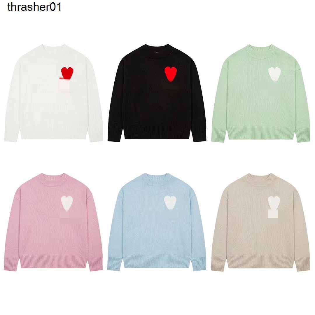 Men' Sweaters designer Winter amis Macaron Sweater Crew Neck Letter Love Jacquard Couple Wool Blended Peach Heart Sweater, White
Men' Sweaters designer Winter amis Macaron Sweater Crew Neck Letter Love Jacquard Couple Wool Blended Peach Heart Sweater, White