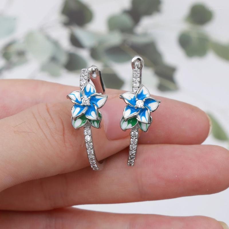 Hoop Earrings Elegant Female Enamel Floral Zircon Blue Blooming Flower Women Fashion Jewerly
Hoop Earrings Elegant Female Enamel Floral Zircon Blue Blooming Flower Women Fashion Jewerly