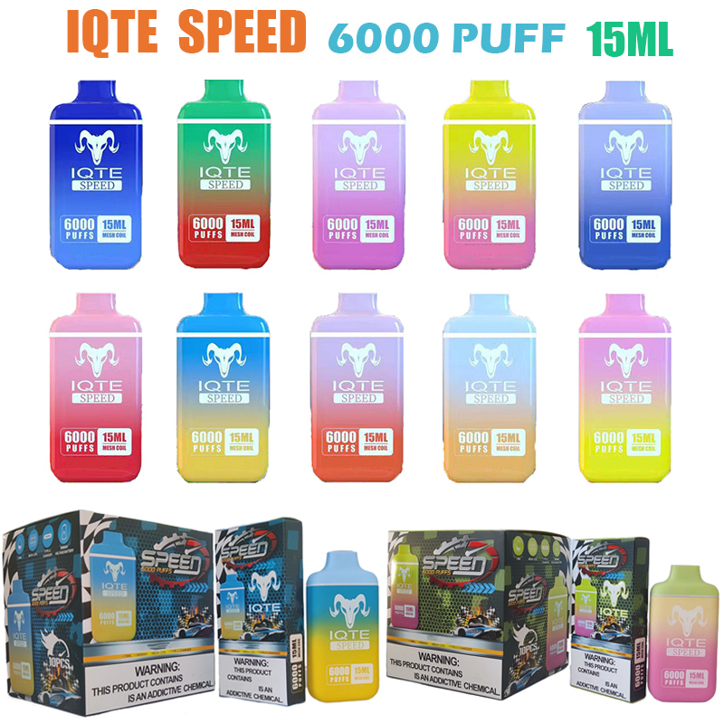 IQTE Speed Puff 6000 Puffs electronic cigarette disposable Vape E-Cigarettes 0% 2% 5% vapers desechables 550mah Battery 15ml cigarrillos desechables
IQTE Speed Puff 6000 Puffs electronic cigarette disposable Vape E-Cigarettes 0% 2% 5% vapers desechables 550mah Battery 15ml cigarrillos desechables