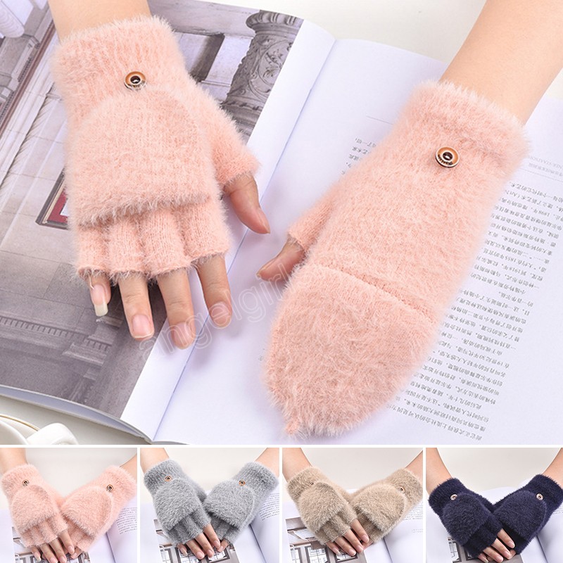 Flap Cover Fluffy Plush Fingerless Flip Gloves Soft Warm Half Finger Gloves Solid Color Unisex Couple Outdoor Knitting Mittens
Flap Cover Fluffy Plush Fingerless Flip Gloves Soft Warm Half Finger Gloves Solid Color Unisex Couple Outdoor Knitting Mittens