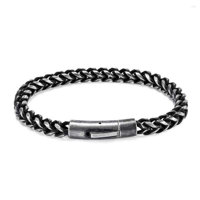 Link Bracelets Retro Men Press Buckle Gun-black Stainless Steel Twisted Chain Fashion Jewelry Bangles Antique Men's Bracelet
Link Bracelets Retro Men Press Buckle Gun-black Stainless Steel Twisted Chain Fashion Jewelry Bangles Antique Men's Bracelet