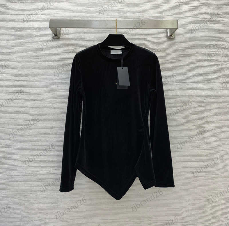 Top Womens Clothes High Grade Velvet Fabric Metal Logo Decoration Base Shirt Designer Peplum Irregular Hem Slim Tees Contracted Joker Women Clothing 1970, 4 gray
Top Womens Clothes High Grade Velvet Fabric Metal Logo Decoration Base Shirt Designer Peplum Irregular Hem Slim Tees Contracted Joker Women Clothing 1970, 4 gray