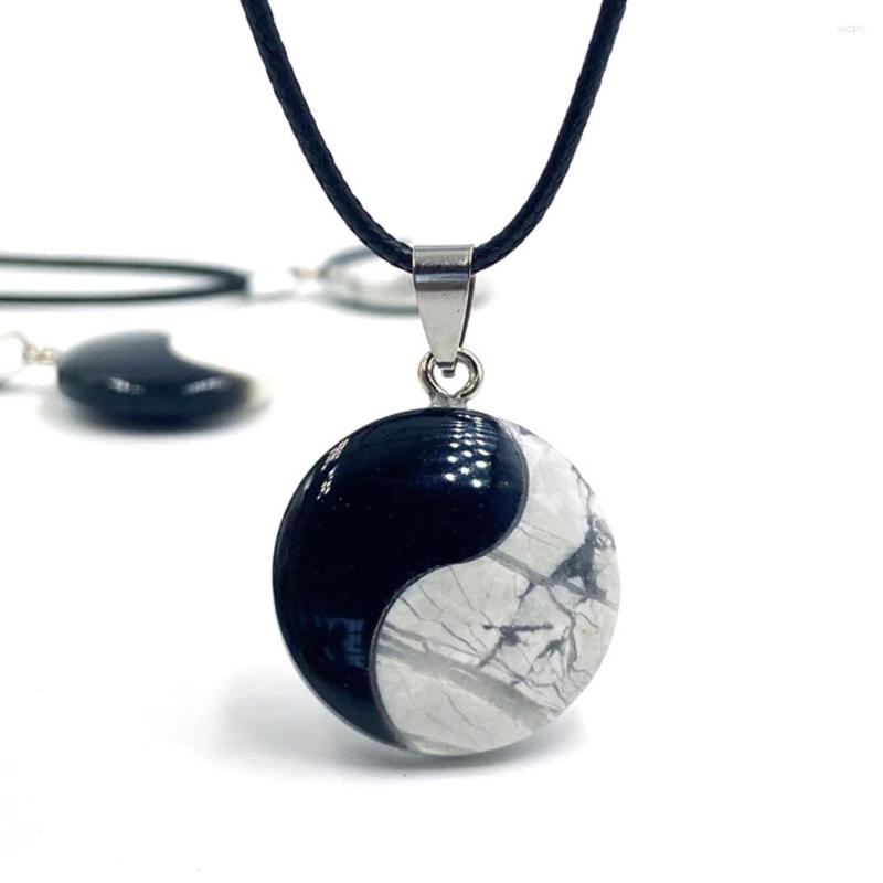 Pendant Necklaces Tai Chi Yin Yang Natural Stone Black Agates White Turquoises Reiki Healing Energy Amulet Charms Necklace
Pendant Necklaces Tai Chi Yin Yang Natural Stone Black Agates White Turquoises Reiki Healing Energy Amulet Charms Necklace