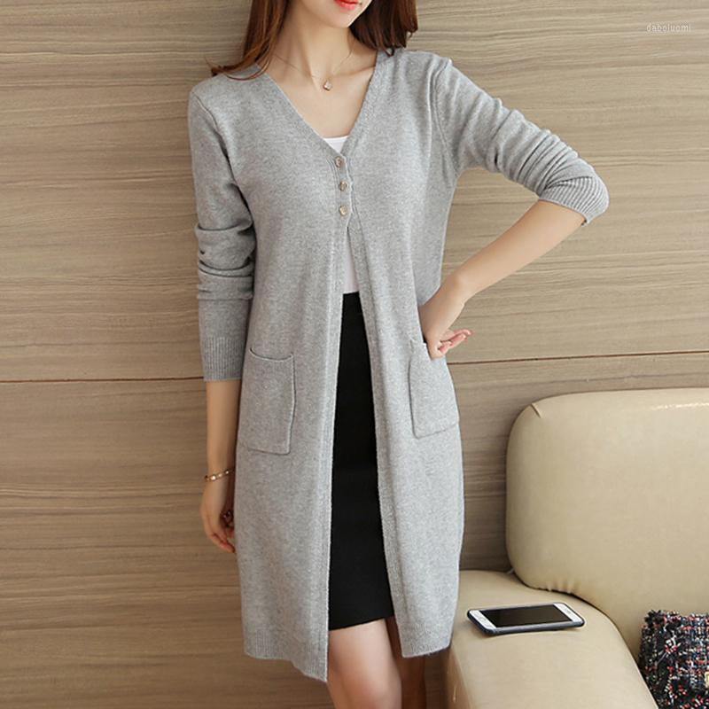 Women' Knits Women' Sweater Clothes Korean Single Breasted Long V-neck Women Summer Sleeve Knit Cardigan Pockets Mujer, Gray
Women' Knits Women' Sweater Clothes Korean Single Breasted Long V-neck Women Summer Sleeve Knit Cardigan Pockets Mujer, Gray