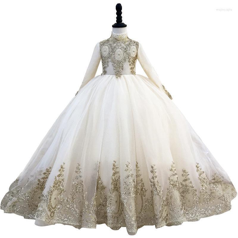 Girl Dresses Arabic Glitter Beaded Lace Flower Ball Gowns Pageant Long Train Little Princess Birthday Gown, Champagne
Girl Dresses Arabic Glitter Beaded Lace Flower Ball Gowns Pageant Long Train Little Princess Birthday Gown, Champagne
