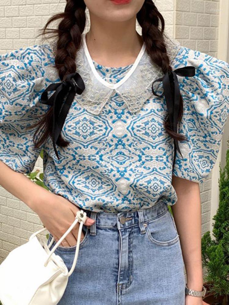 Women's Blouses Sannian Women Blouse Summer Retro Wild Doll Collar Loose Casual Color Contrast Pattern Short-sleeved Shirt Top Clothes, Green
Women's Blouses Sannian Women Blouse Summer Retro Wild Doll Collar Loose Casual Color Contrast Pattern Short-sleeved Shirt Top Clothes, Green