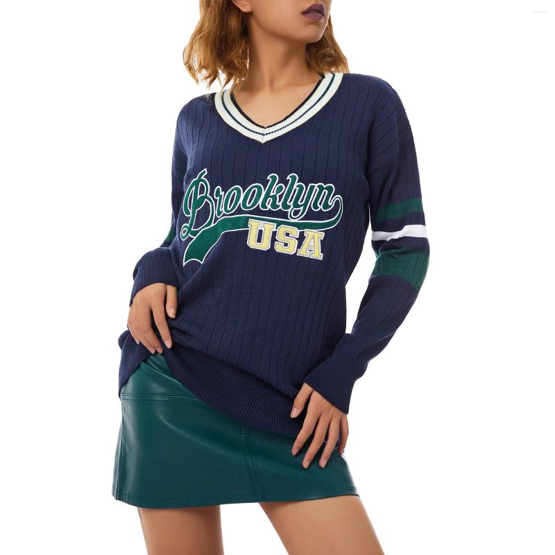 Women' Sweaters Autumn Female Casual Knitted Sweater Ladies Letter Print V-Neck Long Sleeve Kintwear Tops Blouse Pullovers Cropped, Navy blue
Women' Sweaters Autumn Female Casual Knitted Sweater Ladies Letter Print V-Neck Long Sleeve Kintwear Tops Blouse Pullovers Cropped, Navy blue