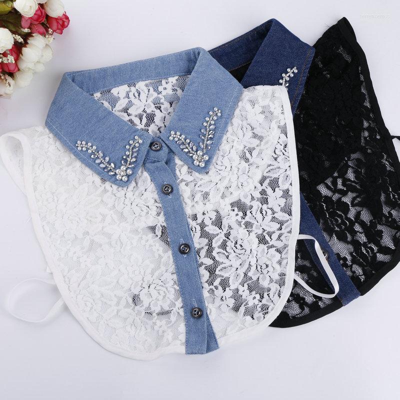 Bow Ties 2022 Women Patchwork Denim Crystal Hollow Out Lace Flower Shirt Fake Collar Rhinestone Lapel False Detachable Blouse Tops
Bow Ties 2022 Women Patchwork Denim Crystal Hollow Out Lace Flower Shirt Fake Collar Rhinestone Lapel False Detachable Blouse Tops