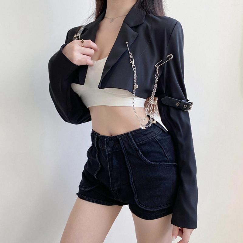 Women's Suits Women's Cropped Bolero Blazer Jacket Shrug Punk Coat Fitted With Metal Chain, Black
Women's Suits Women's Cropped Bolero Blazer Jacket Shrug Punk Coat Fitted With Metal Chain, Black