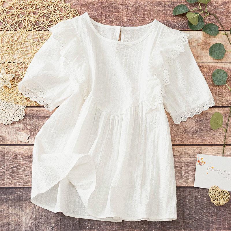 Women' Blouses Women Vintage Casual Chemise Solid Color Cotton Puff Sleeve O-Neck Spliced Shirt Hollow Out Tops, White
Women' Blouses Women Vintage Casual Chemise Solid Color Cotton Puff Sleeve O-Neck Spliced Shirt Hollow Out Tops, White