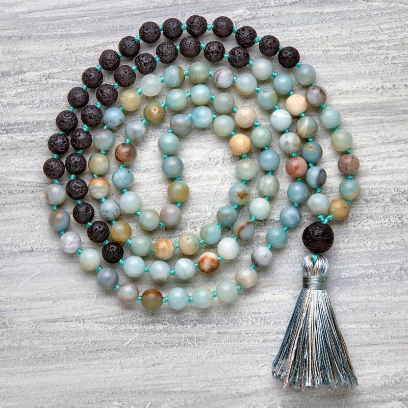Chains Knotted Mala Beads 108 Amazonite Lava Necklace Grounding Jewelry Yoga Gifts Natural
Chains Knotted Mala Beads 108 Amazonite Lava Necklace Grounding Jewelry Yoga Gifts Natural
