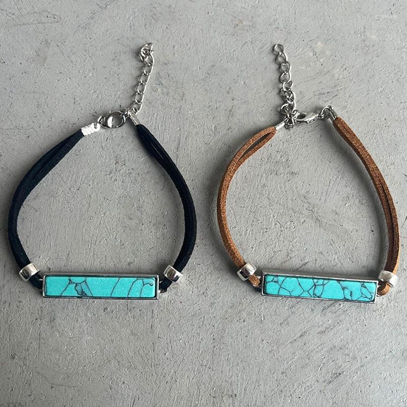 Link Bracelets Women Selling Simple Jewelry Turquoise Fashion Geometric Strip Western Cowboy Retro Leather Bracelet
Link Bracelets Women Selling Simple Jewelry Turquoise Fashion Geometric Strip Western Cowboy Retro Leather Bracelet