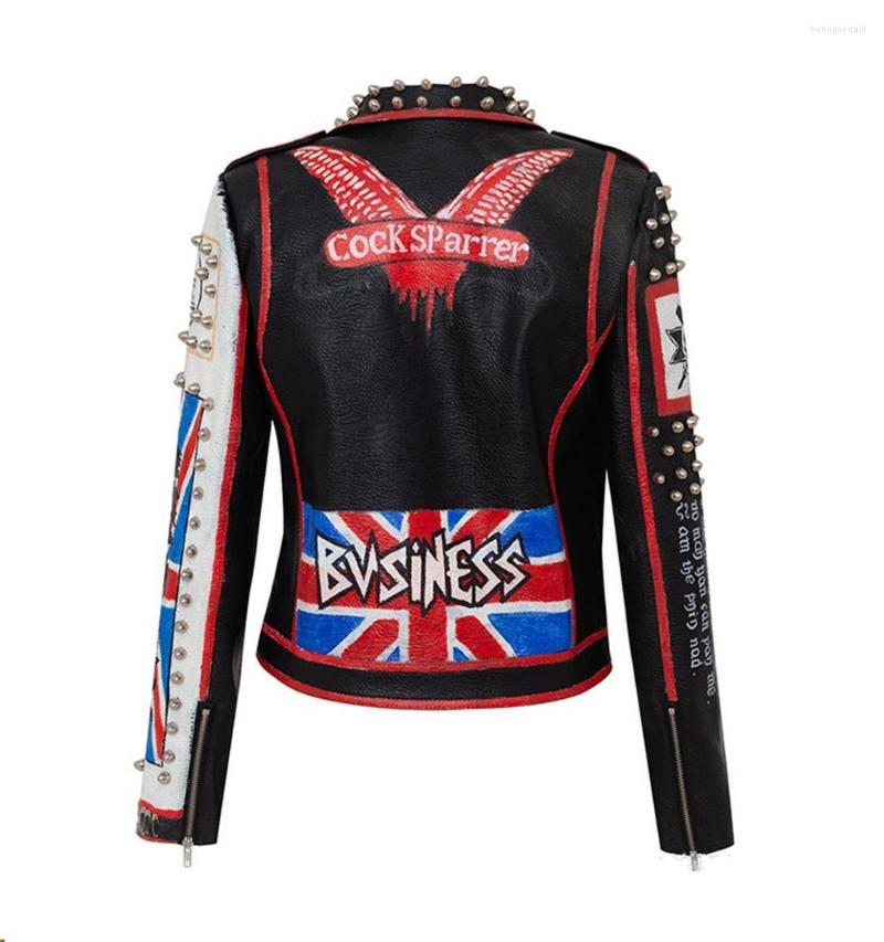 Women' Leather Women' Spring And Autumn Street Hip Hop Rock Punk Performance Personality Pattern Graffiti Print Rivet Jacket, Black
Women' Leather Women' Spring And Autumn Street Hip Hop Rock Punk Performance Personality Pattern Graffiti Print Rivet Jacket, Black