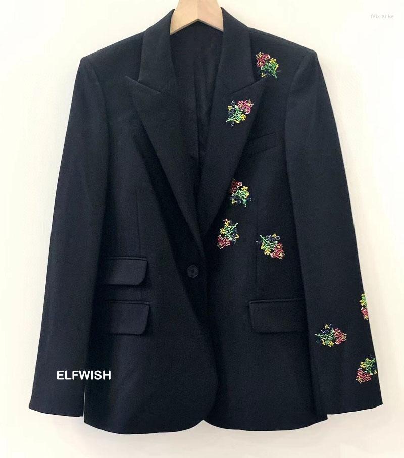 Women's Suits Woman Black Floral Strass Applique Lapel Collar Single Button Long Sleeved Suit Flap Pockets 2022FW On Sale, Picture shown
Women's Suits Woman Black Floral Strass Applique Lapel Collar Single Button Long Sleeved Suit Flap Pockets 2022FW On Sale, Picture shown