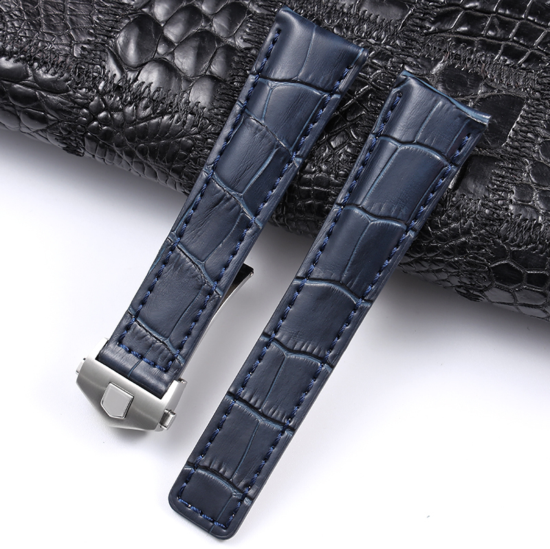 

Genuine leather bracelet 24mm 20mm 22m for tag heuer watchband men wristwatches band accessories fold buckle leather watch strap 220620