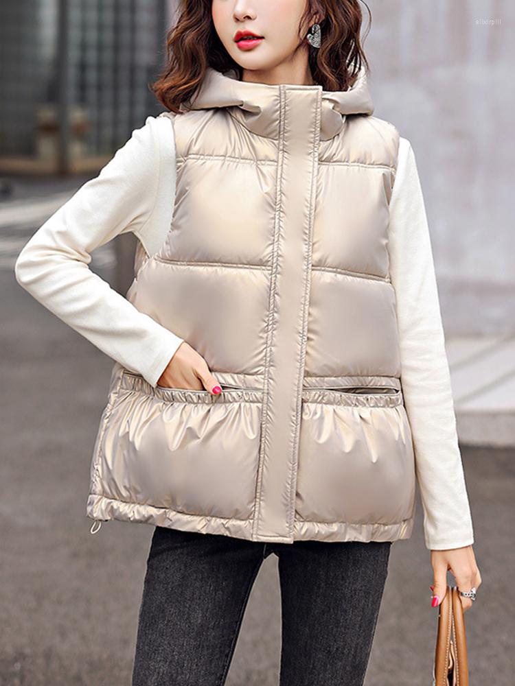 Women's Vests Ailegogo Autumn Winter Hooded Zipper Loose Cotton Vest Casual Female Solid Color Sleeveless Warm Wadded Waistcoat Tops, Beige
Women's Vests Ailegogo Autumn Winter Hooded Zipper Loose Cotton Vest Casual Female Solid Color Sleeveless Warm Wadded Waistcoat Tops, Beige