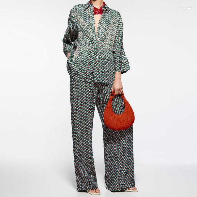 Women's Two Piece Pants High Waist Straight Trousers Suit Shirt Summer Women's Geometric Pattern Print Long-sleeved Button-Down Ethnic
Women's Two Piece Pants High Waist Straight Trousers Suit Shirt Summer Women's Geometric Pattern Print Long-sleeved Button-Down Ethnic