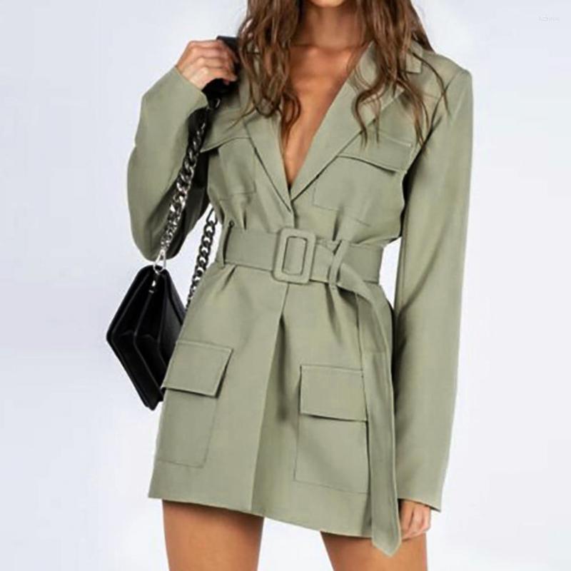 Women' Trench Coats Women Fashion Polyester Solid Color V-neck Long Sleeve Waist Slimming Warm Coat, Green
Women' Trench Coats Women Fashion Polyester Solid Color V-neck Long Sleeve Waist Slimming Warm Coat, Green