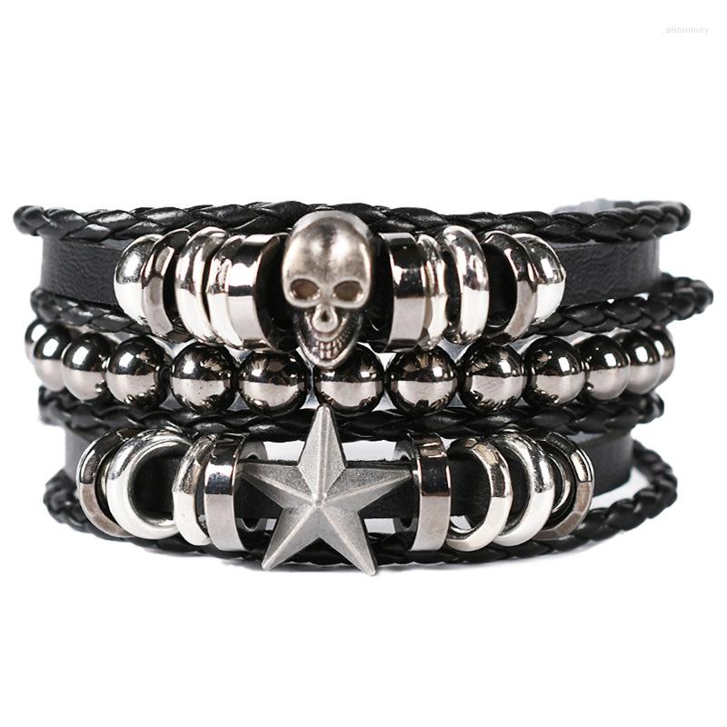 Charm Bracelets Punk Men Multilayer Cowhide Bracelet Skull Black Fashion Five-pointed Star Pull-out Gift For Boys Girls
Charm Bracelets Punk Men Multilayer Cowhide Bracelet Skull Black Fashion Five-pointed Star Pull-out Gift For Boys Girls