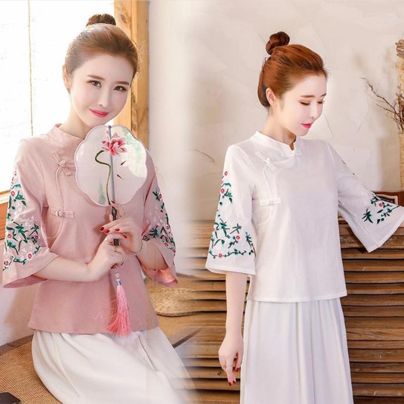 Ethnic Clothing Chinese Buckle Floral Embroidery Modern Short Cheongsam Tops Women Shirt Tang Suit 2022 Summer Ancient Quality Clothes
Ethnic Clothing Chinese Buckle Floral Embroidery Modern Short Cheongsam Tops Women Shirt Tang Suit 2022 Summer Ancient Quality Clothes