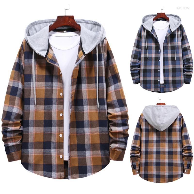 Men's Casual Shirts 2022 Spring Plaid Hooded Long Sleeve Shirt Men's Cardigan Thin Coat Clothing Longsleeve For Men, Dark brown
Men's Casual Shirts 2022 Spring Plaid Hooded Long Sleeve Shirt Men's Cardigan Thin Coat Clothing Longsleeve For Men, Dark brown
