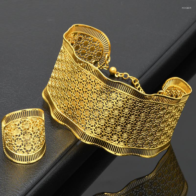 Bangle Herseygold Wide Cuff Bracelets With Ring Gold-Color Hand Bangles For Women Arabesque Wedding Jewelry African Bride Gifts
Bangle Herseygold Wide Cuff Bracelets With Ring Gold-Color Hand Bangles For Women Arabesque Wedding Jewelry African Bride Gifts