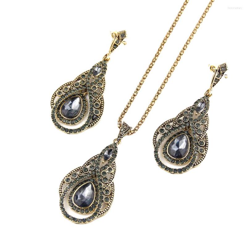 Necklace Earrings Set Sunspicems Retro Gold Color Gray Crystal Earring Bohemia For Women Vintage Turkish Wedding Bijoux 2022, Picture shown
Necklace Earrings Set Sunspicems Retro Gold Color Gray Crystal Earring Bohemia For Women Vintage Turkish Wedding Bijoux 2022, Picture shown