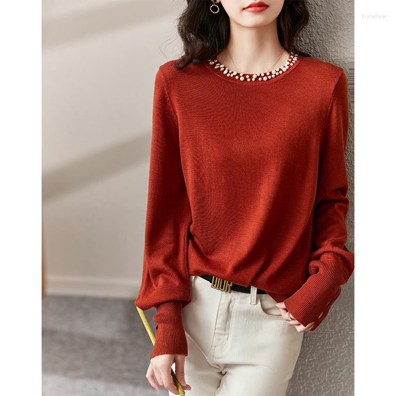 Women' Sweaters Vimly Pullover Sweater For Women 2022 Autumn Pearl Design Gentle Elegant Casual Korean Style Long Sleeve Knitted Tops 71059, Dark green
Women' Sweaters Vimly Pullover Sweater For Women 2022 Autumn Pearl Design Gentle Elegant Casual Korean Style Long Sleeve Knitted Tops 71059, Dark green
