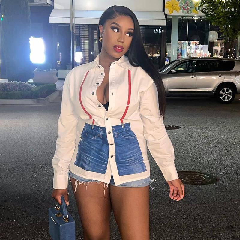 Women' Blouses Women Oversized Blouse Casual Denim Patchwork Long Sleeve Top Button Chic Fall Clothes Streetwear, White
Women' Blouses Women Oversized Blouse Casual Denim Patchwork Long Sleeve Top Button Chic Fall Clothes Streetwear, White