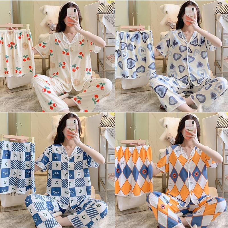 Women's Sleepwear Women's Pajamas 3-Piece Short-Sleeved Shorts Trousers Casual Korean Lace Sexy Suits With Summer Suit, Color 1
Women's Sleepwear Women's Pajamas 3-Piece Short-Sleeved Shorts Trousers Casual Korean Lace Sexy Suits With Summer Suit, Color 1