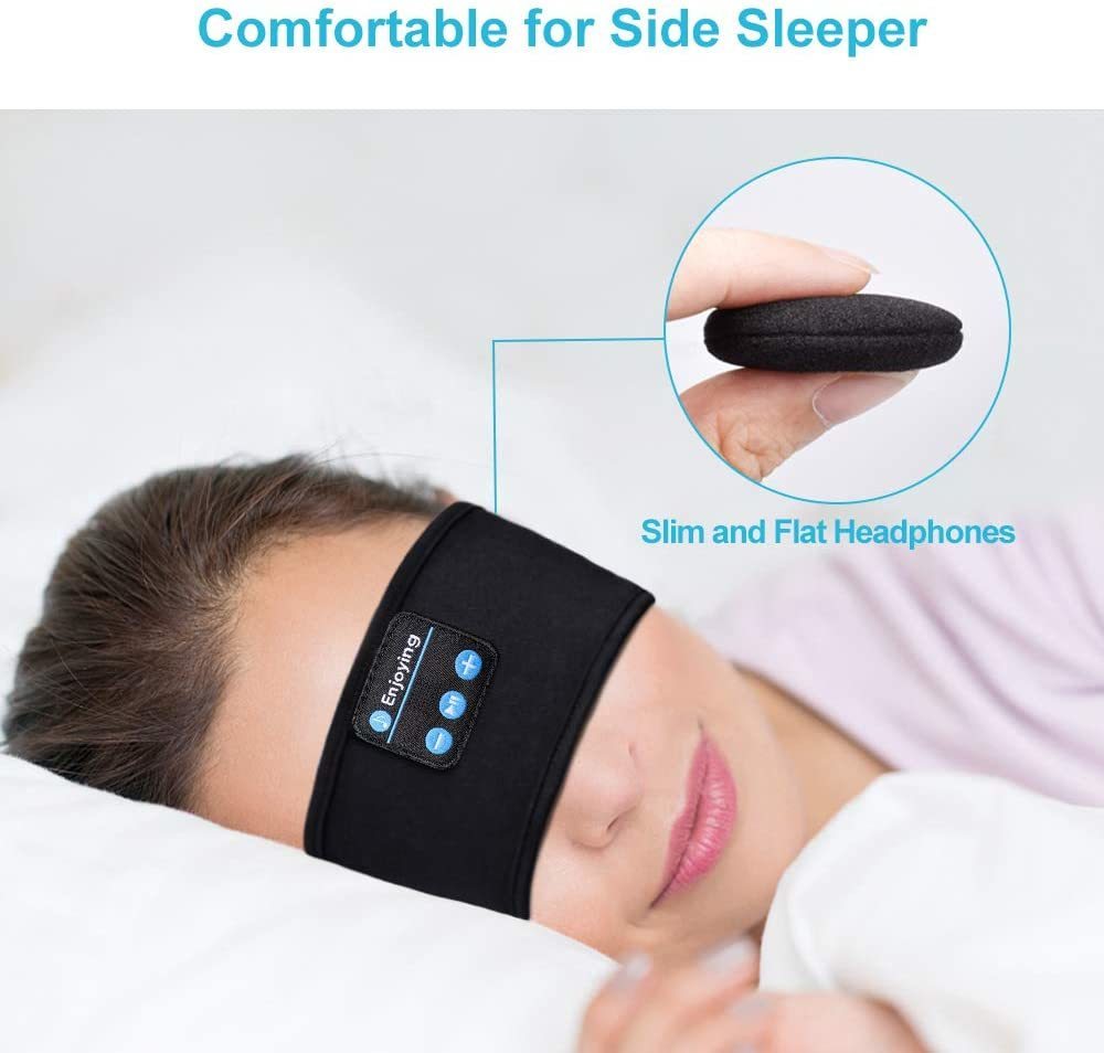 Cell Phone Earphones Bluetooth Sleeping Headphones Sports Headband Thin Soft Elastic Comfortable Wireless Music Earphones Eye Mask for Side Sleeper 22