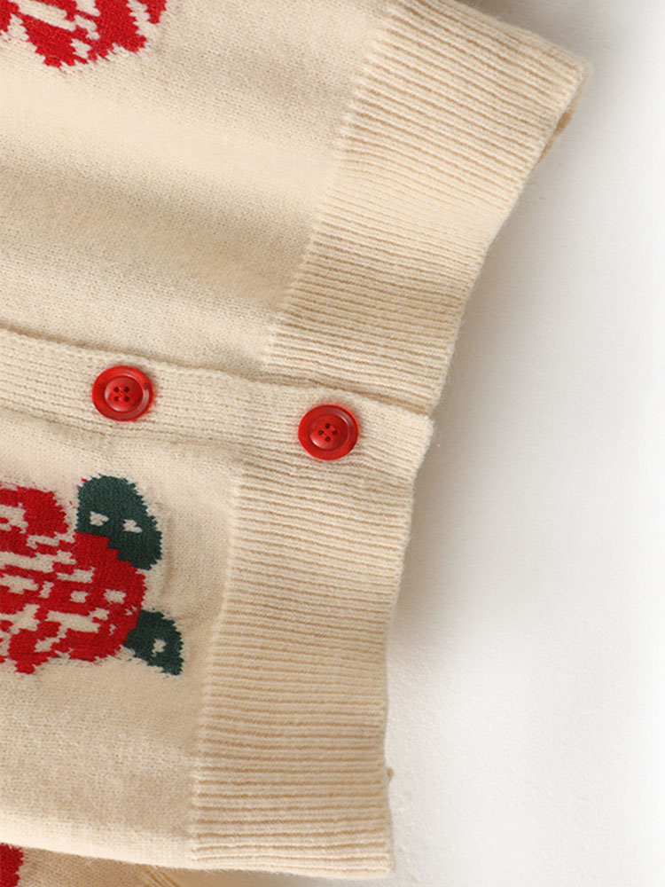 Autumn Winter V-Neck Knitted Cardigans Women Single Breasted Rose Floral Pattern Loose Sweaters Female Causual Knitwear C-077